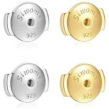 2-Pairs 14K Gold Locking Earring-Back Replacements for Studs, Hypoallergenic ...