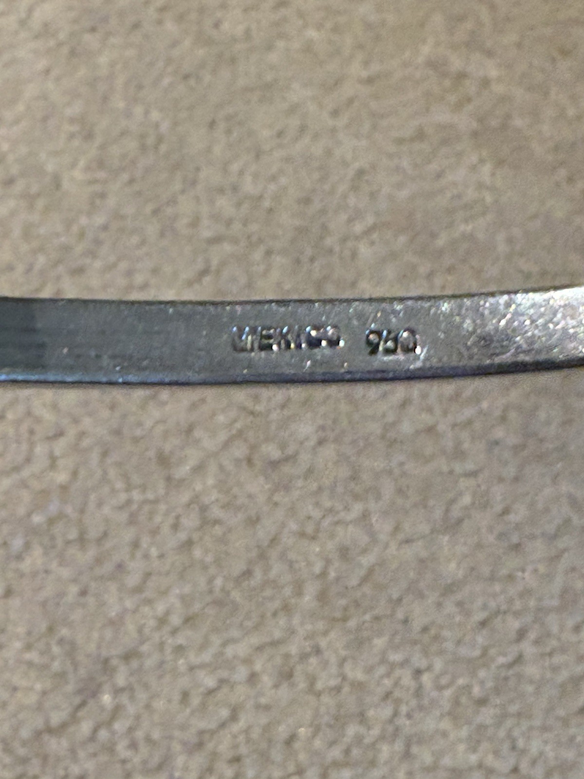 Fine Silver 950 Blue Rectangle Stone Bangle Brace… - image 2