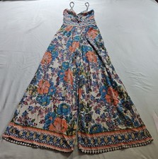 Angie Wide Leg Twist Front Floral Jumpsuit Women's Size L Multicolor Pockets