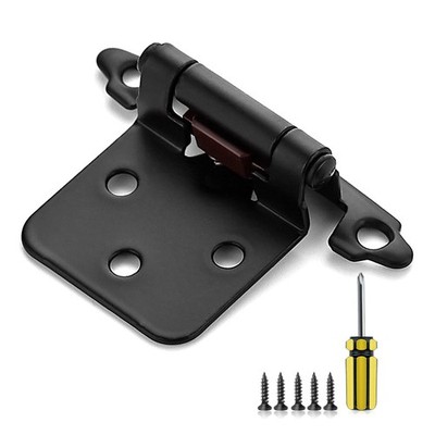 Ravinte 50 Pack 25 Pairs 1/2 Overlay Cabinet Door Hinges Kitchen Black Semi-C...