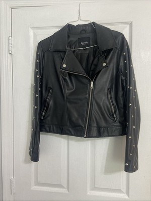 Used Lady Love Star Faux Leather Jacket Size Large