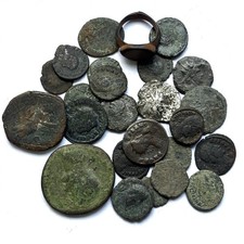 Ancient Roman Mostly Bronze Coin Lot mixed condition around 24 Coins