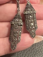 Art Deco, Jugendstil - Damen Ohrstecker, Ohrringe - Markasiten - 800er Silber ⭐️