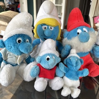 Smurfs Vintage Plush Bundle X5 Peyo 1970s 1980s 2010 Collectable Smurf Plush