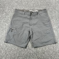 Wrangler ATG Shorts Men 38 Gray Nylon All Terrain Gear Cargo Stretch Wear