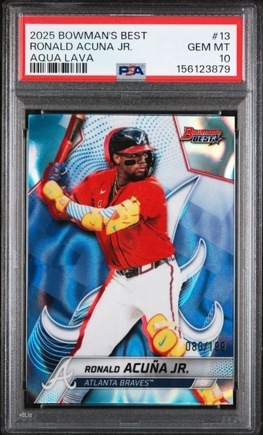 2025 Bowman's Best Ronald Acuna Jr. Aqua Lava Refractor /199 Braves PSA 10