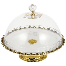 Ceramic Cake Stand with Dome Cover Glass Domed Cake Pedestals Round Clear Cak...