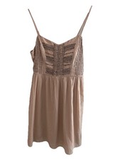 American Eagle Blush Tan Beaded Mini Spaghetti Strap Dress Size 6