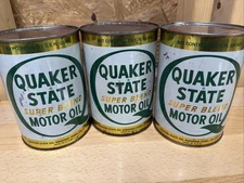 Vintage Quaker State Super Blend Motor Oil Cans Lot Of 3