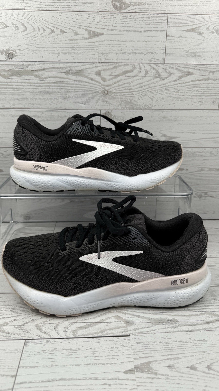 Brooks Women Ghost 16 Black Running Shoes Sneakers Size 7.5 B #387