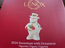 Lenox 2024 Snowman with Ornament Figurine 6” with Box