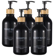 Shampoo And Conditioner Dispenser Bottles Refillable 16.9oz Black 5 Pack