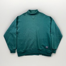 Vintage Russell Athletic Sweatshirt Mens L Green Blank Fleece Turtleneck 90s