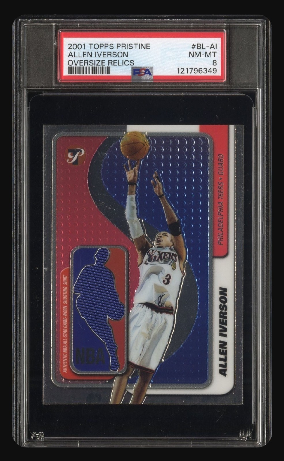 Allen Iverson 2001 Topps Pristine Oversize Relic PSA 8 POP 2 All-Star Game Worn view 1