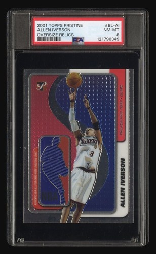 Allen Iverson 2001 Topps Pristine Oversize Relic PSA 8  POP 2 All-Star Game Worn