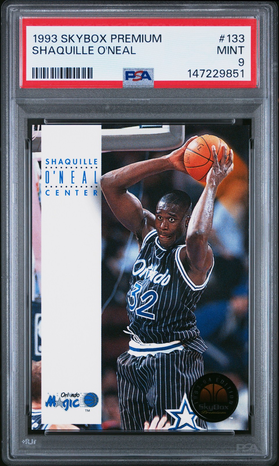 1993 SKYBOX PREM #133 SHAQUILLE O'NEAL PSA 9