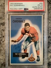 Pat Summerall 1955 Bowman Signed RC Cardinals PSA 1.5 Authentic Auto
