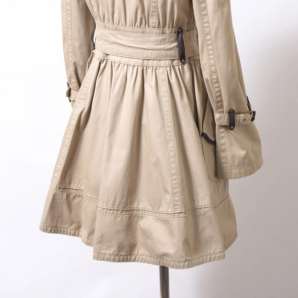 [Used] Burberry Blue Label Trench Coat 36 Beige Women's Leather Piping Deformed  thumbnail 7