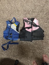 Lot of 2 Kids Life Jackets Vests - Body Glove 30-50lb & Hardcore Youth 50-90lb