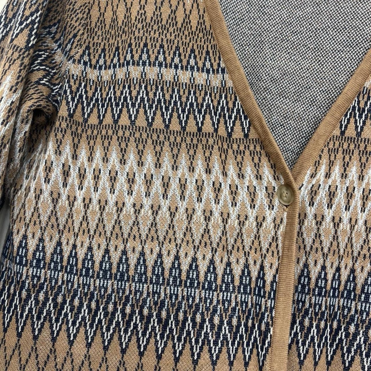 Pendleton Brown Blue Tan Argyle Pattern Cardigan … - image 2