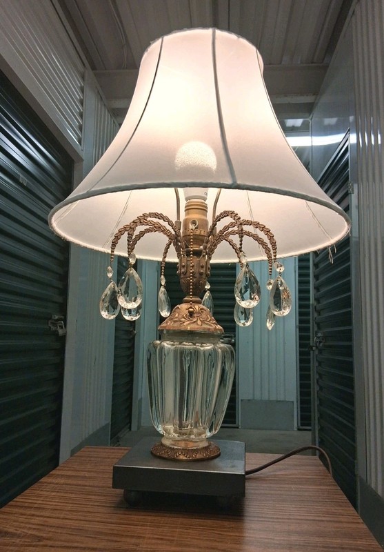  Brass And Glass Ornate Boudoir Table Lamp From Antique Chandeliere( Hand Done)