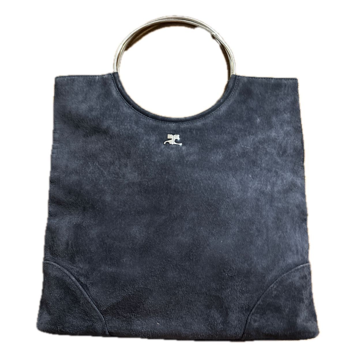 Courreges Suede Tote Bag Handbag Black Rare Used Excellent Cond Auth from Japan