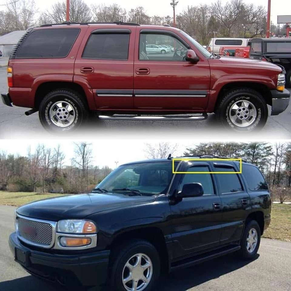 Para Chevy Tahoe/GMC Yukon 2000-2006 Visera de ventana Ventilación Lluvia Deflector de viento Foto 3 de 4