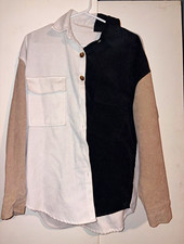 Colorblock Flannel Corduroy Button-Up Shirt L...