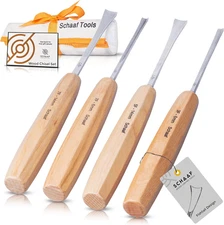 High-Quality Wood Carving Tools Set of 4 Fishtail Chisels and Gouges, Razor Shar