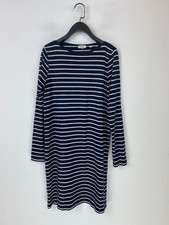 Fat Face Navy Stripe Knee Length Shift Long Sleeve Crew Neck Dress UK 8