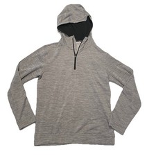Reebok, Gray Hooded Pullover with 1/4 Zipper, small