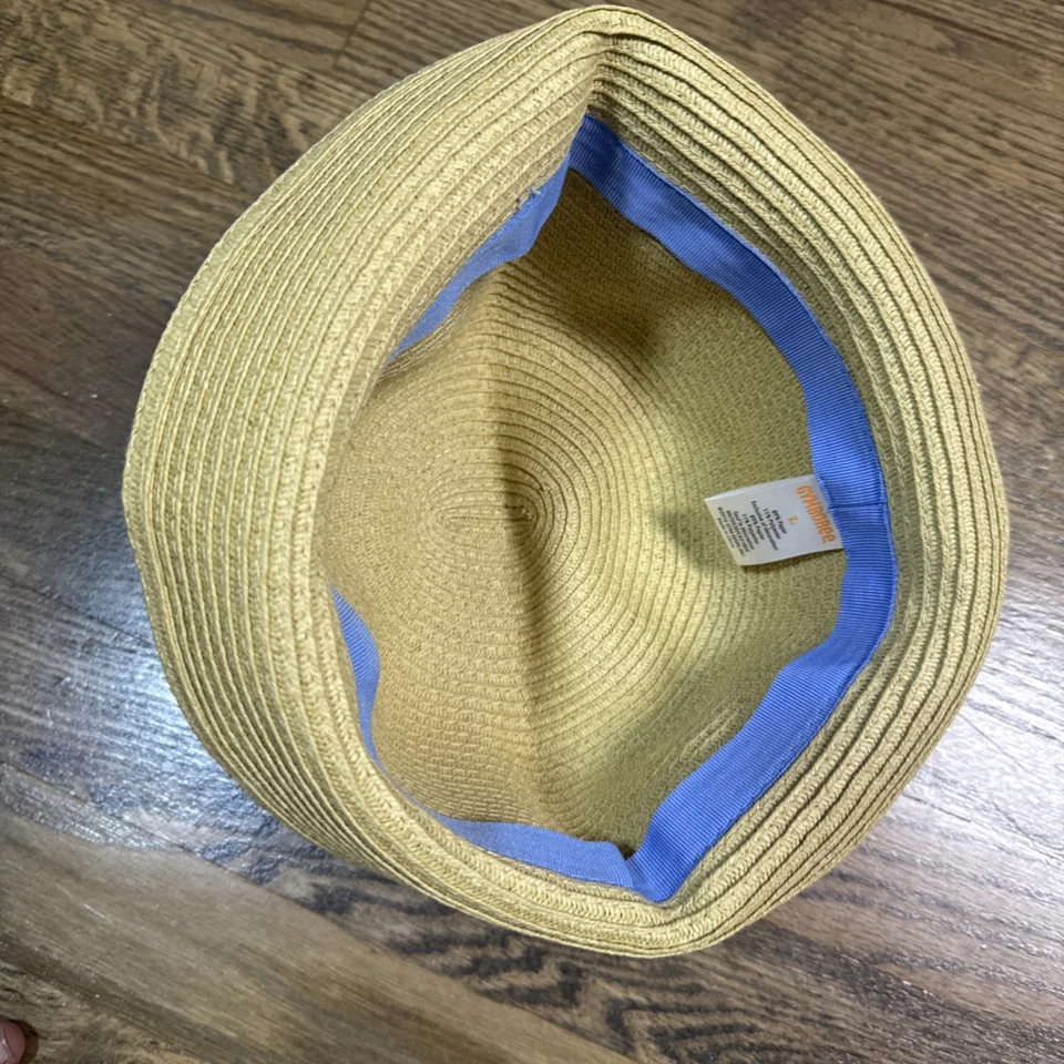 Sombrero de paja grande azul con lazo a lunares Gymboree para niñas Foto 2 de 4