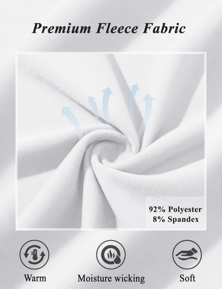 White Long Sleeve Shirt Men Thermal Base Layer Shirts Fleece Lined Shirts Wor... - Image 2 of 4