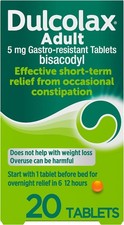 Image of Dulcolax Adult 5mg Gastro-Resistant Tablets Constipation Relief Laxative 20 Pack