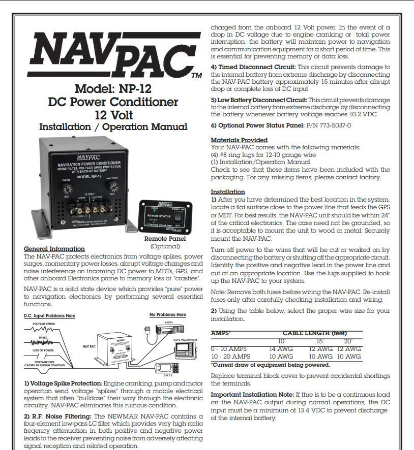Newmar NAVPAC NP12 12VDC Power Conditioner 425-2988-0 Load Tested+ Free Shipping