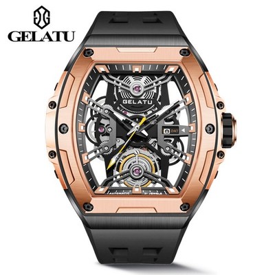 GELATU premium, mechanical watch, automatic, trendy, hollow, waterproof, men's