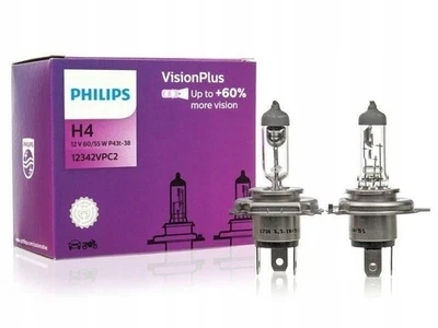 PHILIPS 12342VPC2 H4 12 V 55 W VisionPlus 60 %, 2 Stück - Bild 1 von 3