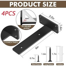 6x Floating Shelf Brackets 15/20/25CM Heavy Duty Metal for Support Wall Hanging