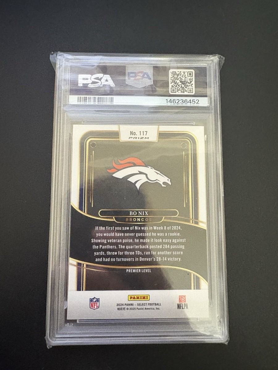 2024 Panini Select - Premier Level Bo Nix #117 Zebra Shock Prizm