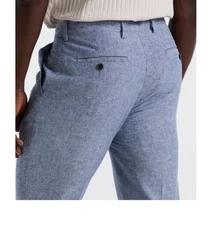 Perry Ellis Portfolio Casual Linen Blend Mens 42x30 Flat Front Slim Fit Pants