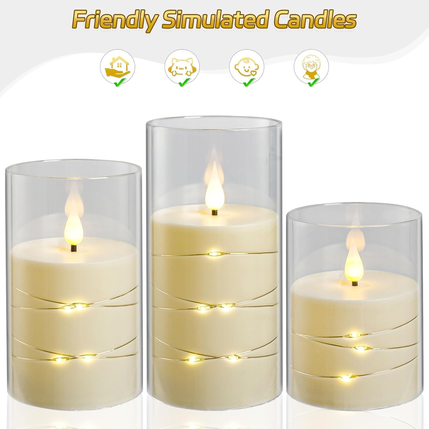 Candele LED Intelligenti con Telecomando: Atmosfera Tech Avorio - 3