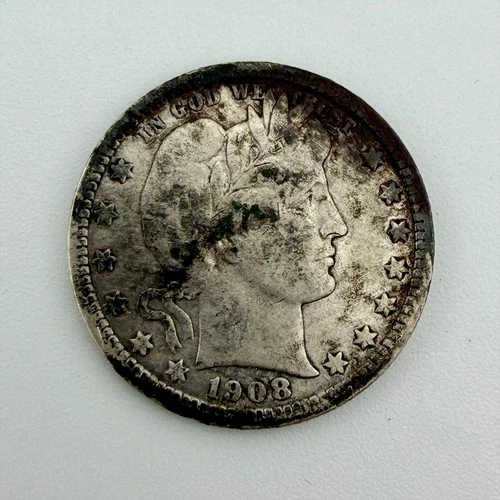 1908-S United States US Silver Liberty Barber Quarter Dollar Coin