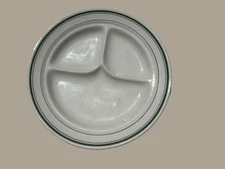 Vintage Restaurant Ware Divided Plate Green Stripe 10” TM James & Son Carr China