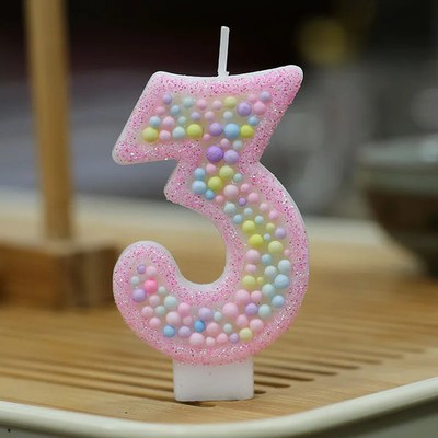 Macaron colorful ball 0-9 creative digital birthday decoration candle