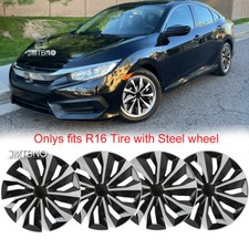 4pcs 16 Snap On Full Hub Caps Car Wheel Covers Steel Rim For Honda Civic Lx Ex
