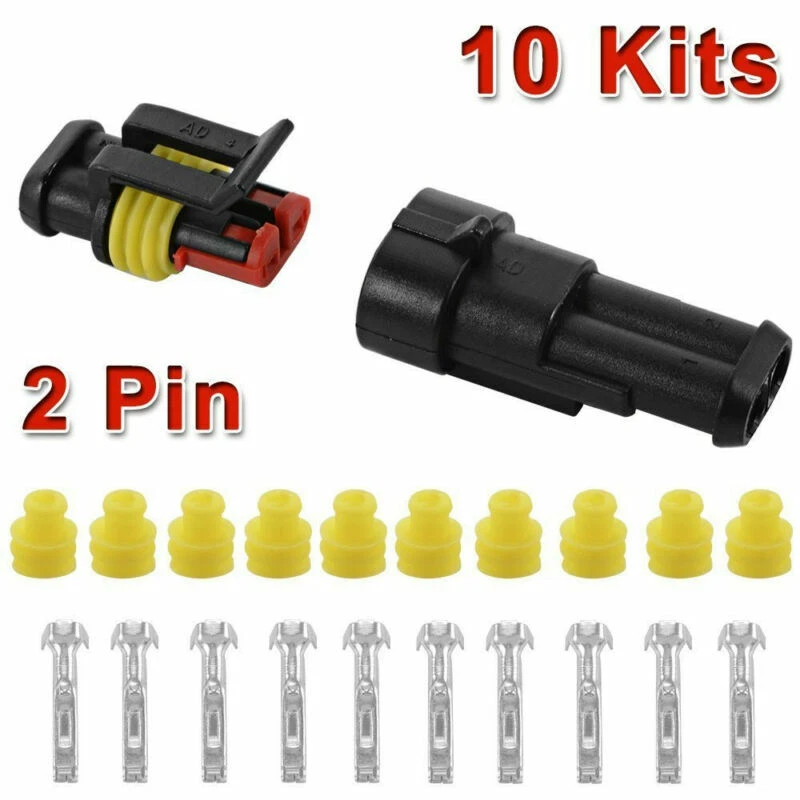 10x Kits 2 Pin Way Sellado Impermeable Cable Eléctrico Conector Enchufe Coche Auto Set Foto 2 de 4