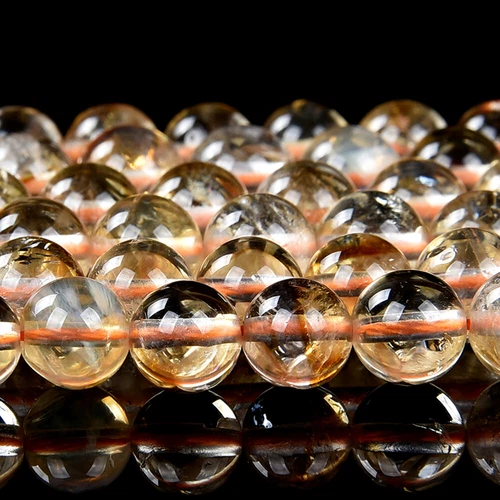 Cuentas redondas de citrino translúcido natural AA 4 MM 5 MM 6 MM 7 MM 8 MM 9 MM (D486) - Imagen 2 de 3