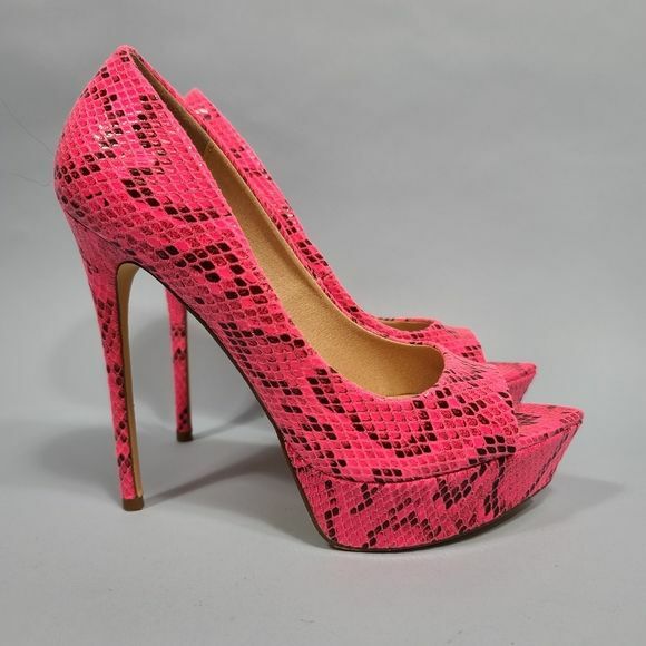 Fashion Nova Pink Snake Skin Platform High Heels Wome… Gem