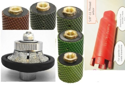 2'' Wet Polishing Drum core bit 6 + 1'' Half Bullnose router bit granite concrete