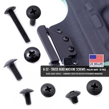 8-32 - Truss Head Machine Screws - Phillips Drive - Black - 25 Count